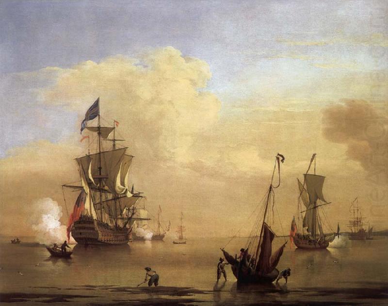 Monamy, Peter A two-decker and a yacht anchored near a tower china oil painting image